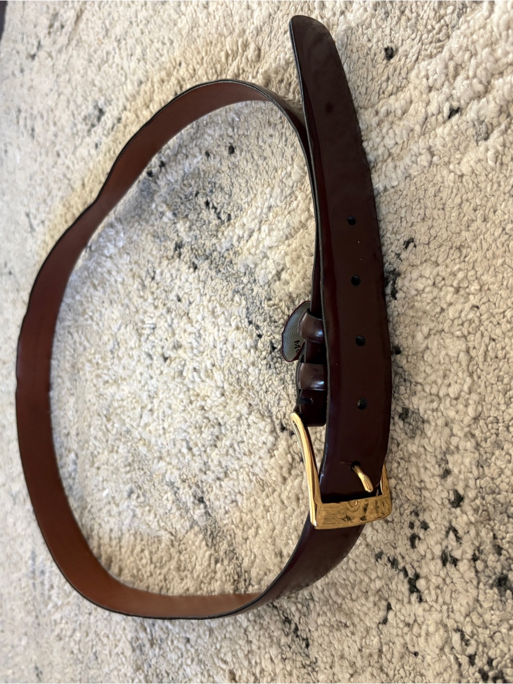 Brown Leather Belt with Gold Buckle